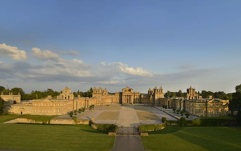 Blenheim Palace baroque facade and grounds