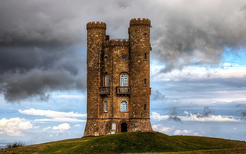 Broadway Tower on a hilltop