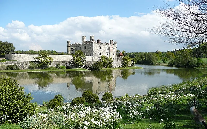 Leeds Castle reflected in its moat